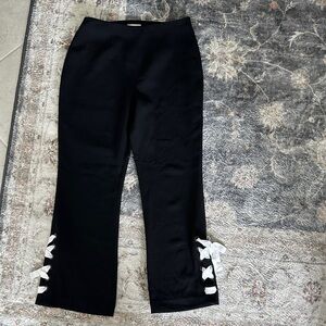 Cinq à Sept Black Cropped Pants with White Ties